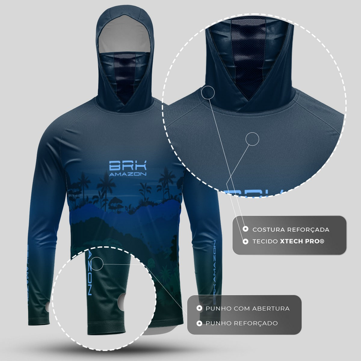 Camisa FusionX Brk Mata Noite com Capuz e Proteção UV50+ - Brk Fishing