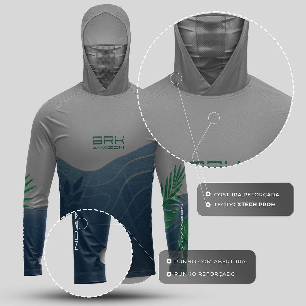 Camisa FusionX Brk Água Orgânica com Capuz e Proteção UV50+ - Brk Fishing