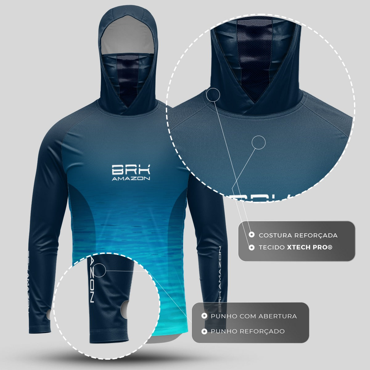 Camisa FusionX Brk Água com Capuz e Proteção UV50+ - Brk Fishing