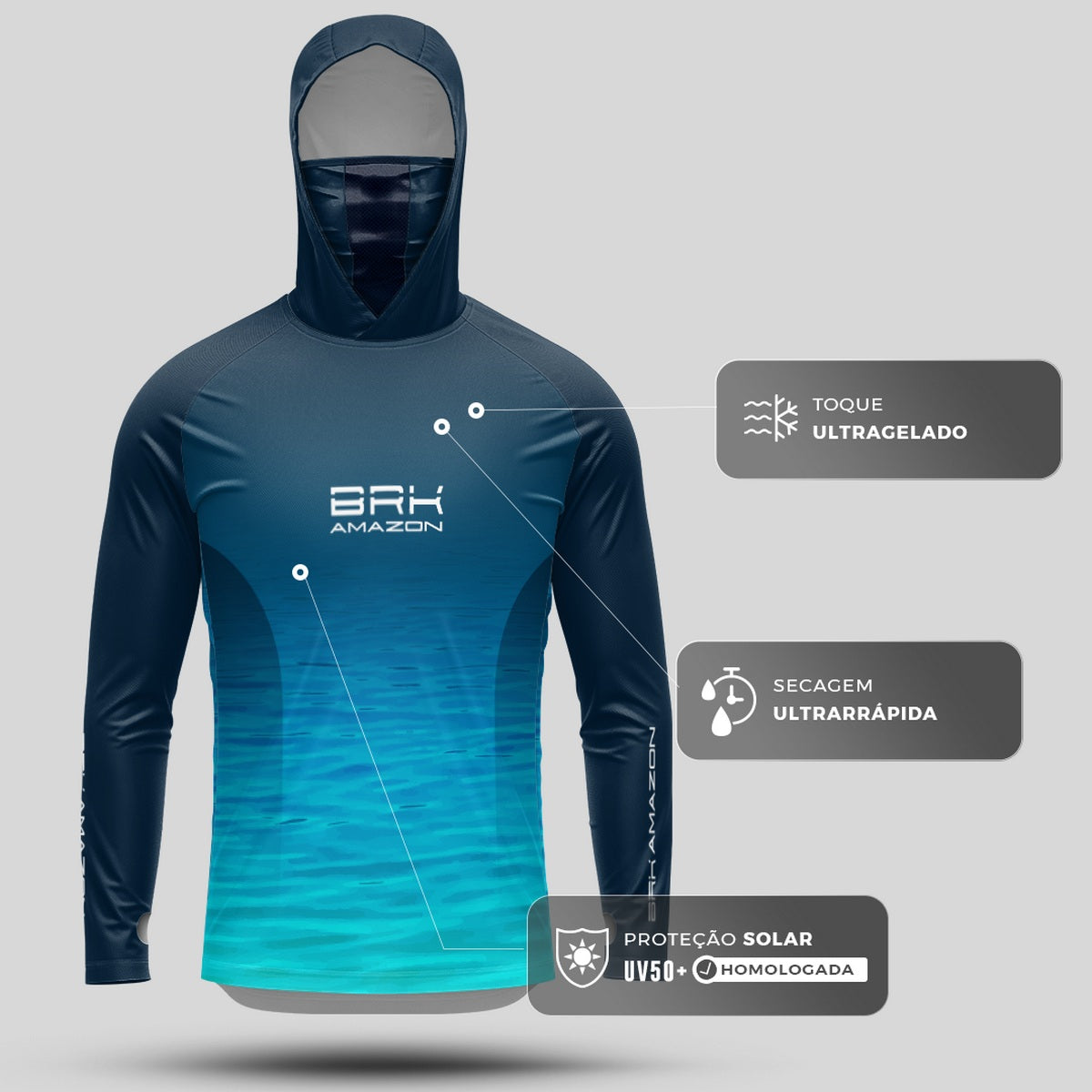 Camisa FusionX Brk Água com Capuz e Proteção UV50+ - Brk Fishing
