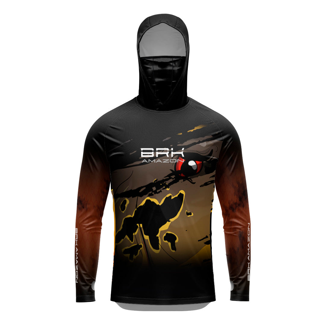 Camisa FusionX Brk Mancha Tucunaré Açu com Capuz e Proteção UV50+ - Brk Fishing