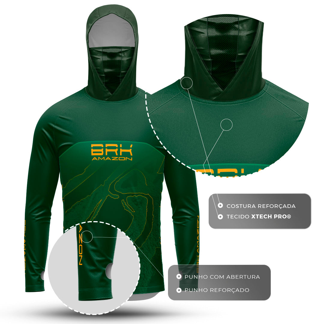 Camisa FusionX Brk Silhueta Rio Amazonas com Capuz e Proteção UV50+ - Brk Fishing