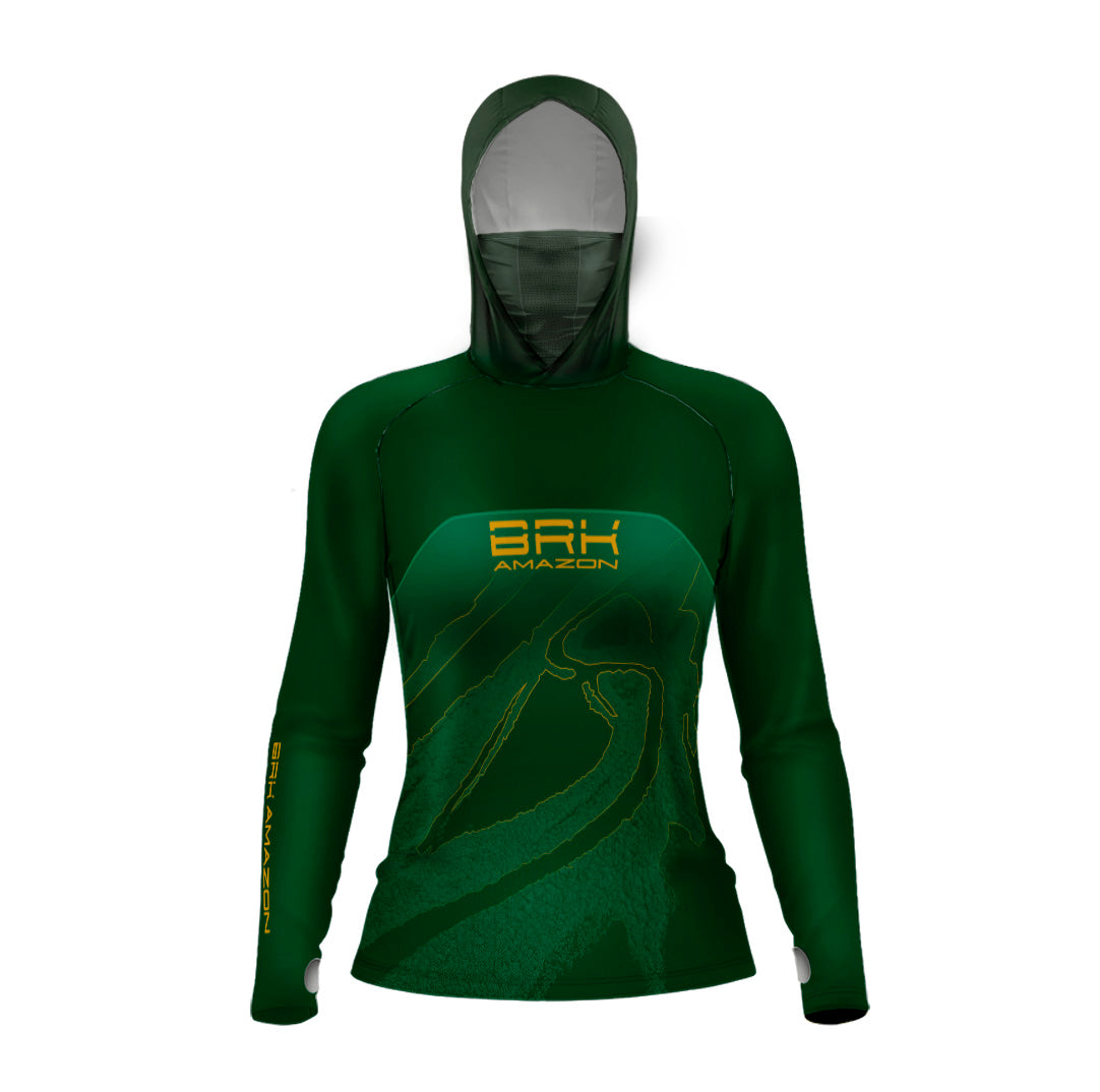 Camisa FusionX Brk Feminina Silhueta Rio Amazonas com Capuz e Proteção UV50+ - Brk Fishing