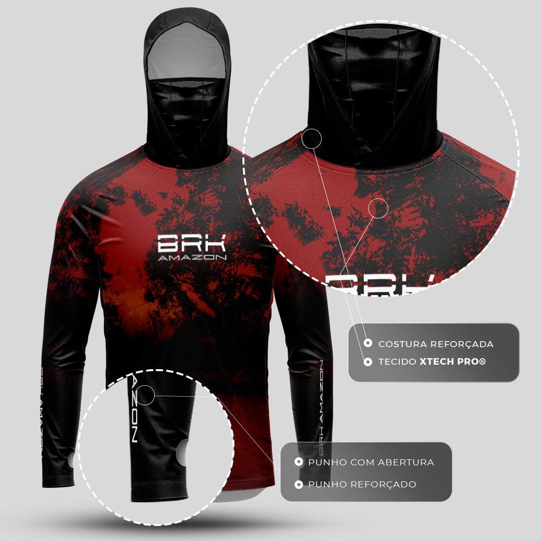 Camisa FusionX Brk Rio Vermelho com Capuz e Proteção UV50+ - Brk Fishing