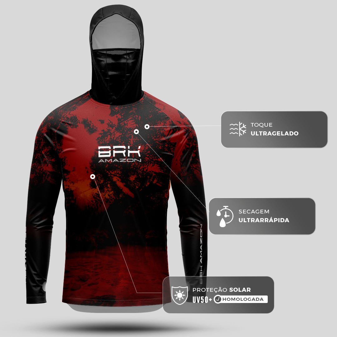 Camisa FusionX Brk Rio Vermelho com Capuz e Proteção UV50+ - Brk Fishing