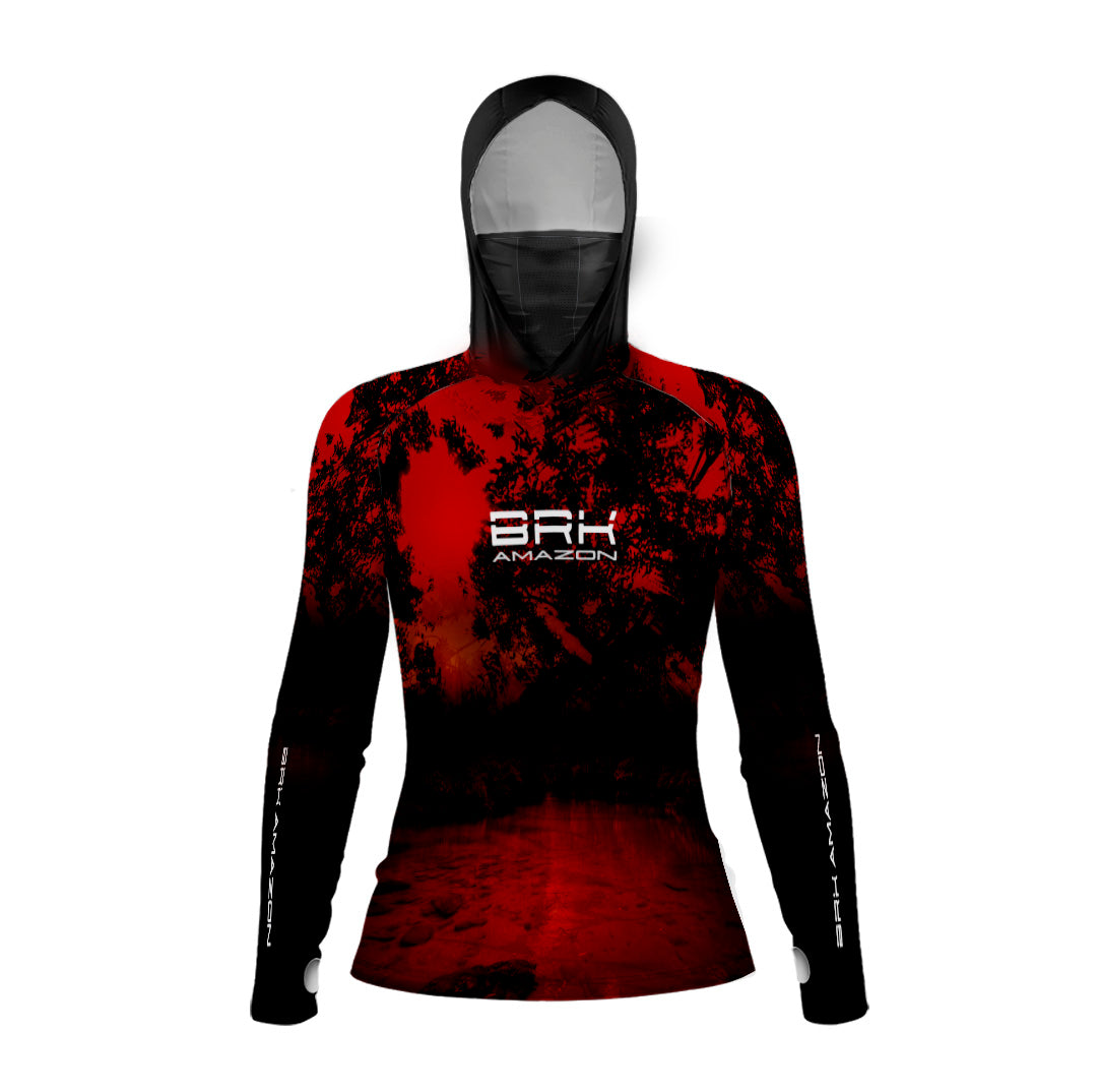 Camisa FusionX Brk Feminina Rio Vermelho com Capuz e Proteção UV50+ - Brk Fishing