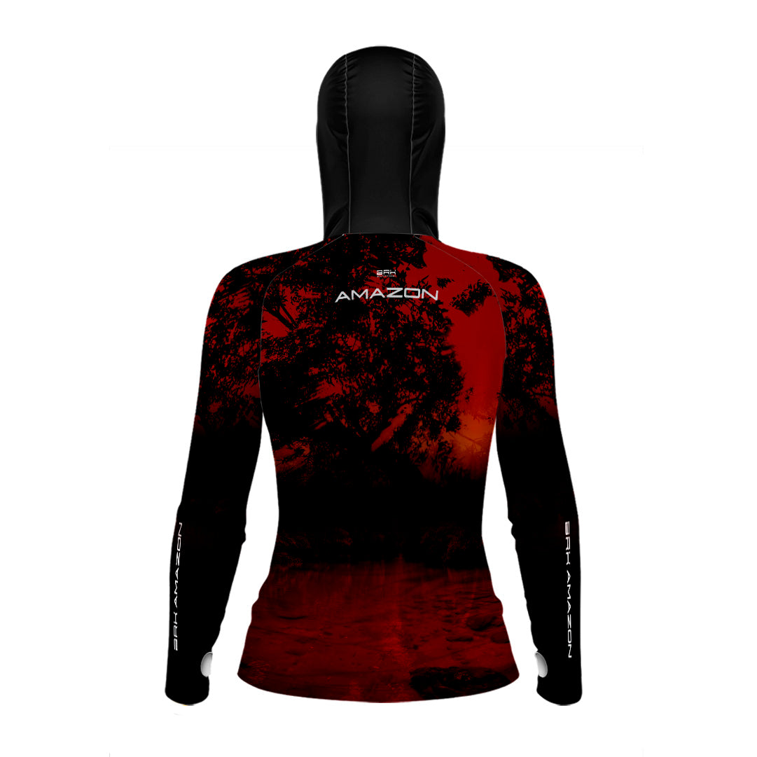 Camisa FusionX Brk Feminina Rio Vermelho com Capuz e Proteção UV50+ - Brk Fishing