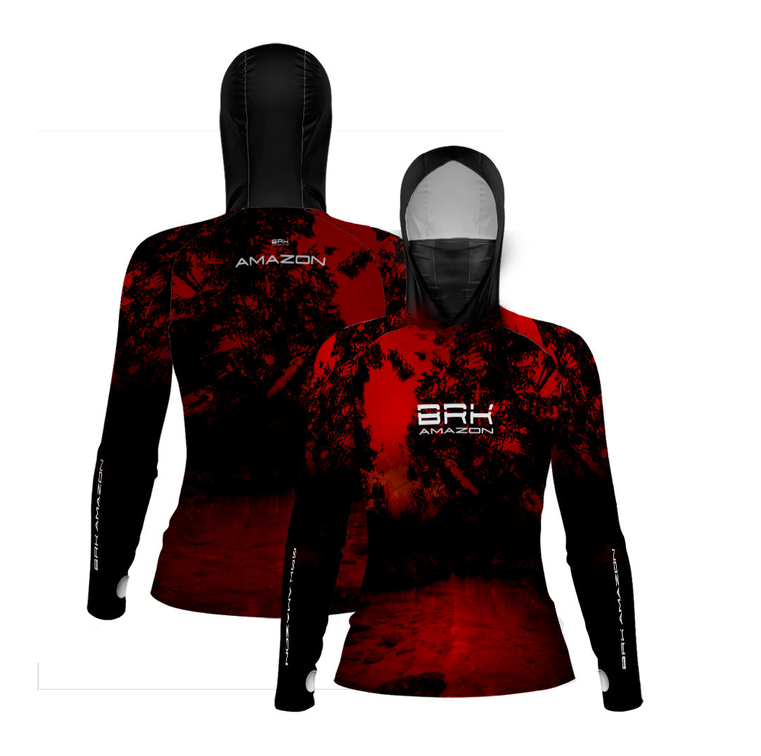 Camisa FusionX Brk Feminina Rio Vermelho com Capuz e Proteção UV50+ - Brk Fishing