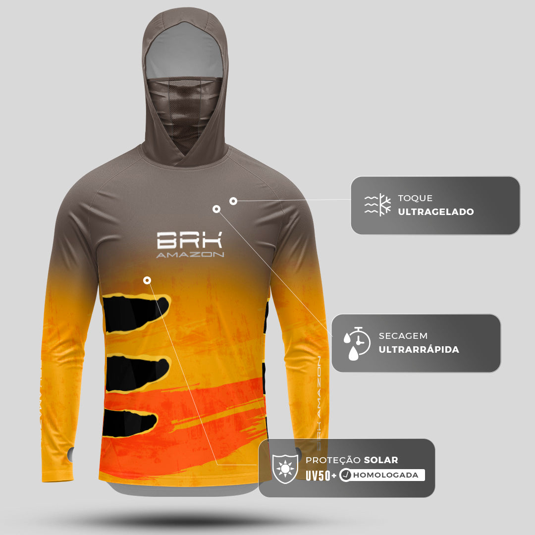 Camisa FusionX Brk Tucunaré Açu com Capuz e Proteção UV50+ - Brk Fishing