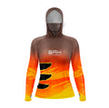 Camisa FusionX Brk Feminina Tucunaré Açu Laranja com Capuz e Proteção UV50+ - Brk Fishing