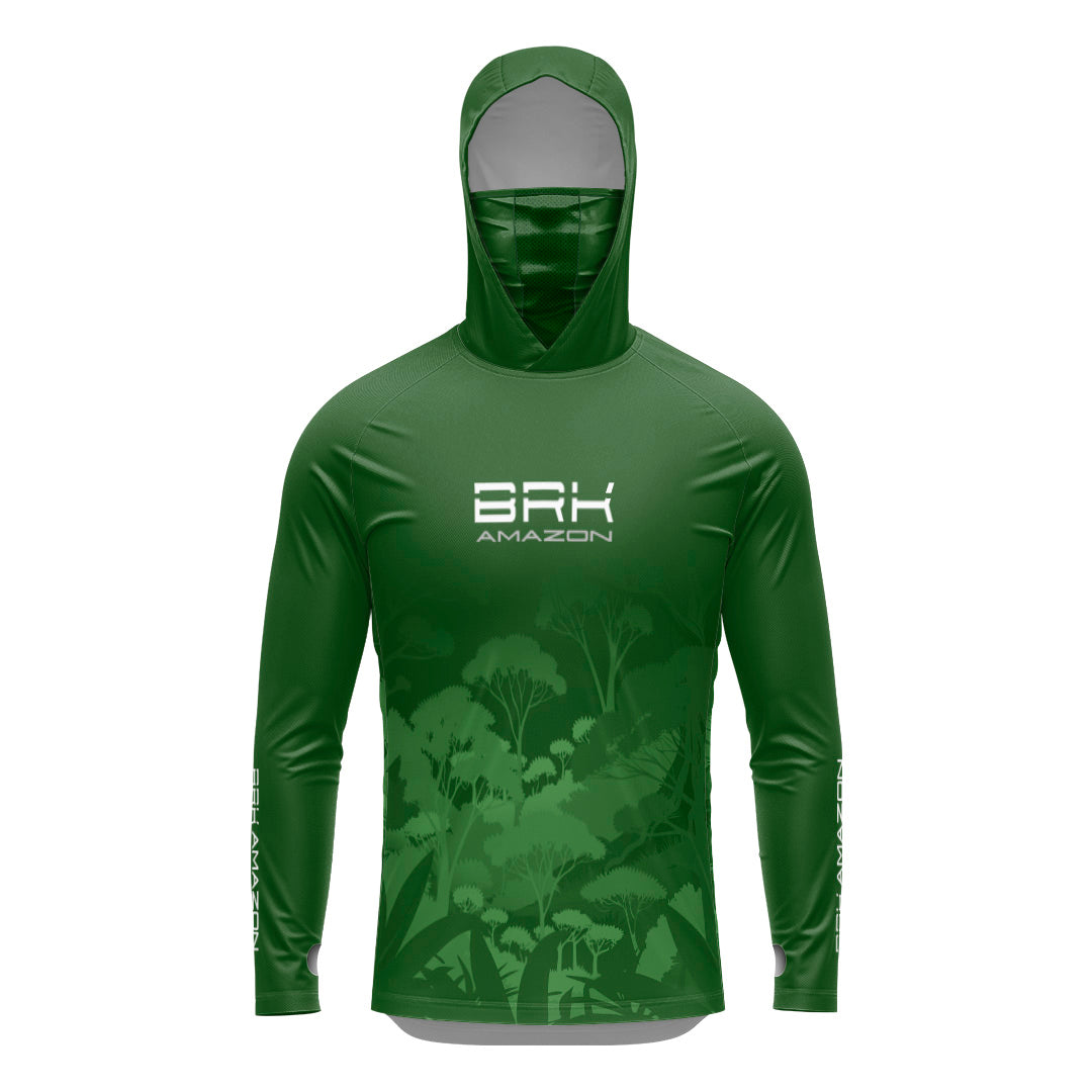 Camisa FusionX Brk Amazon Florest Verde com Capuz e Proteção UV50+ - Brk Fishing