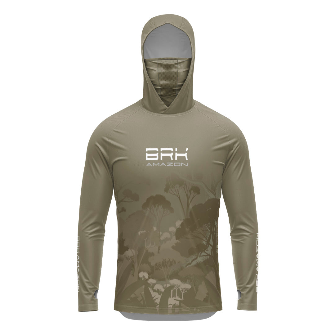 Camisa FusionX Brk Amazon Florest Marrom com Capuz e Proteção UV50+ - Brk Fishing