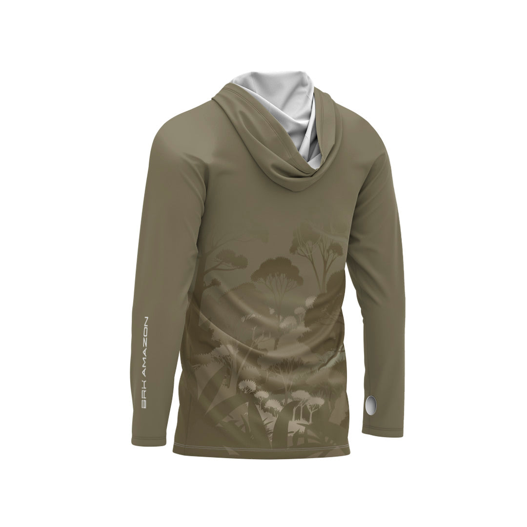 Camisa FusionX Brk Amazon Florest Marrom com Capuz e Proteção UV50+ - Brk Fishing