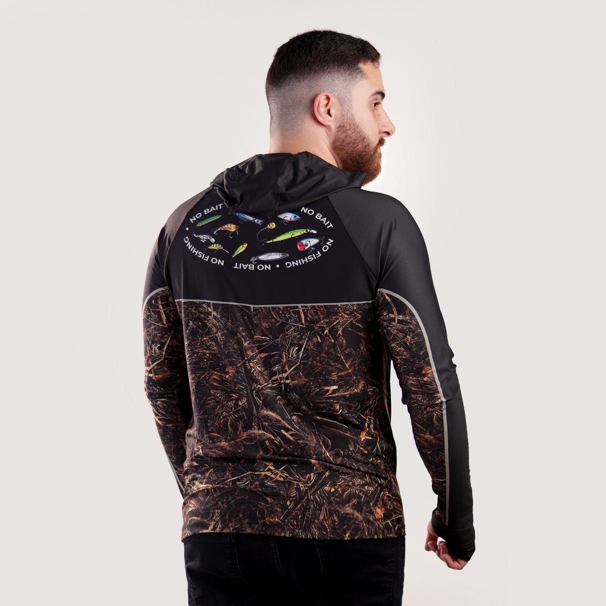Camisa de Pesca Brk com Capuz Hybrid Black Real Tree com Proteção Solar UV50+ - Brk Fishing