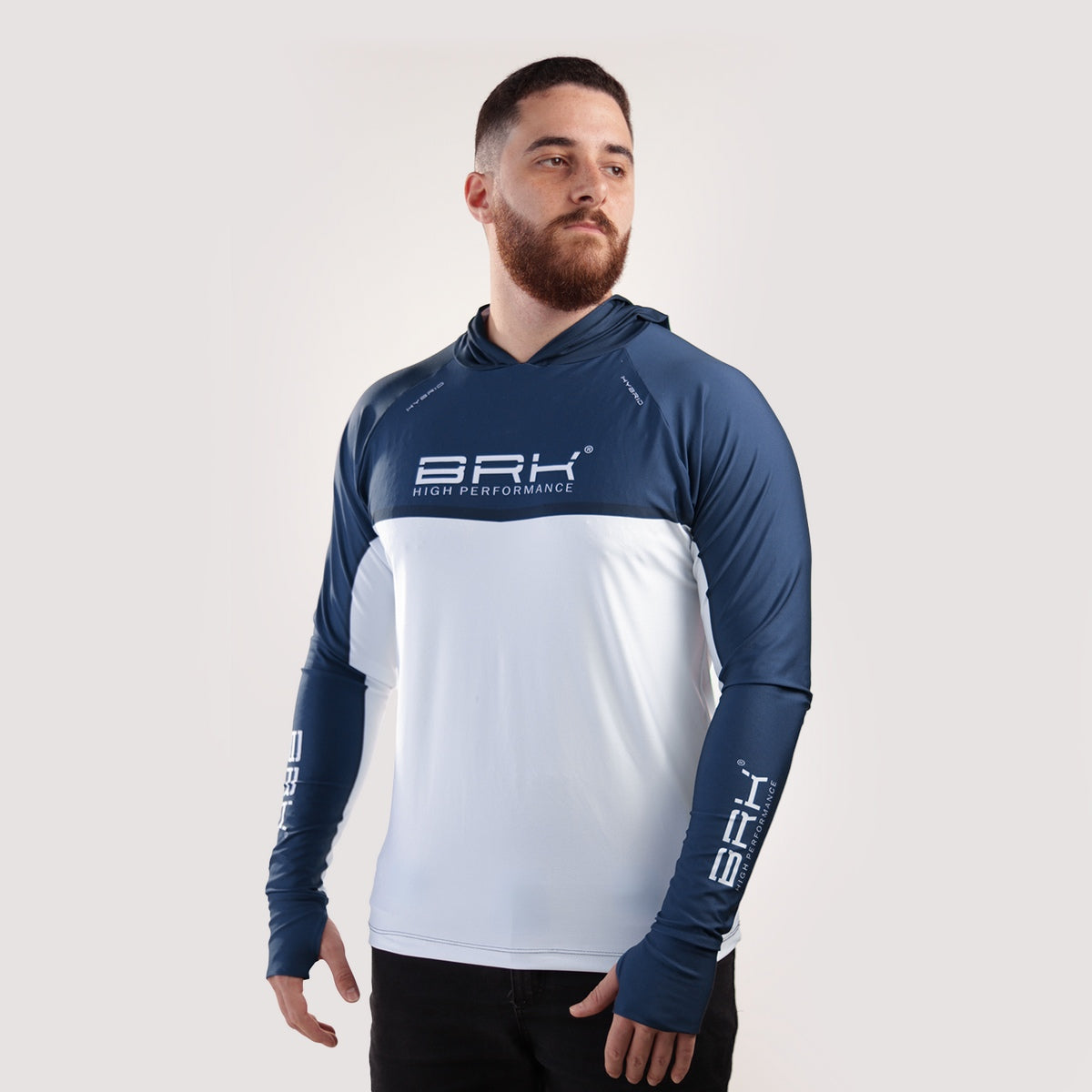 Camisa de Pesca Brk com Capuz Hybrid Blue Fishing com Proteção Solar UV50+ - Brk Fishing