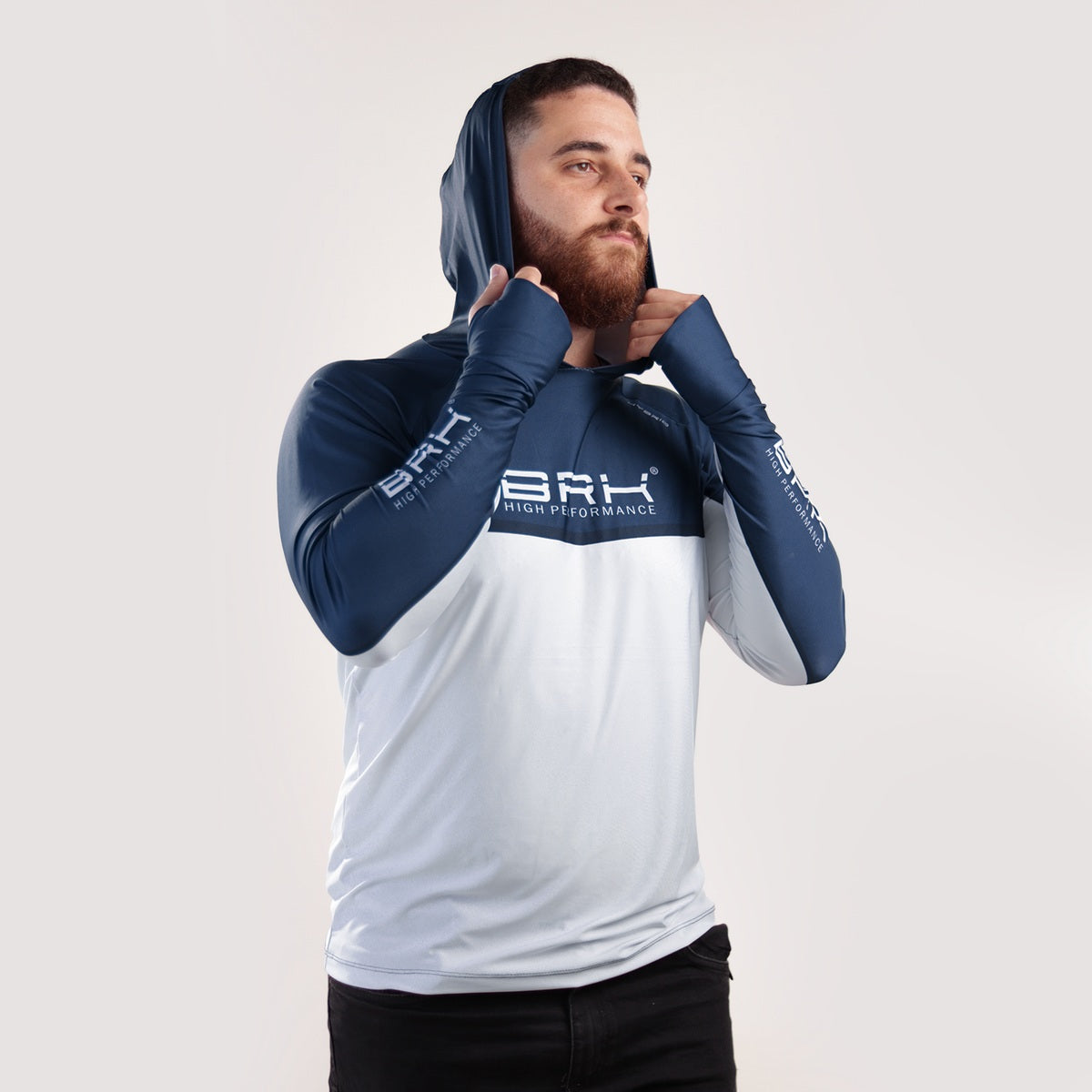 Camisa de Pesca Brk com Capuz Hybrid Blue Fishing com Proteção Solar UV50+ - Brk Fishing