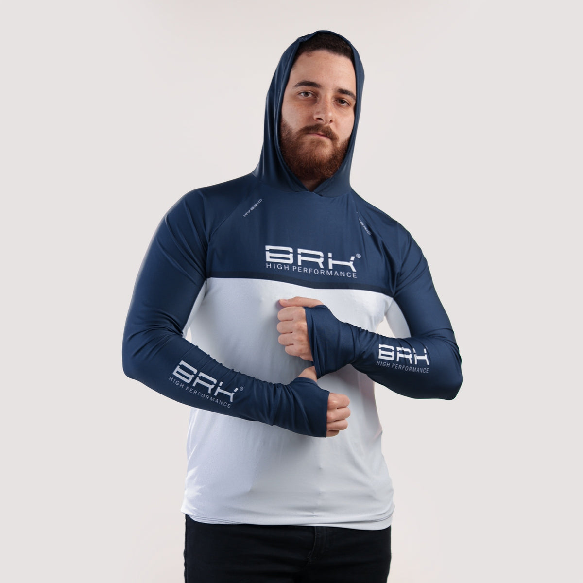 Camisa de Pesca Brk com Capuz Hybrid Blue Fishing com Proteção Solar UV50+ - Brk Fishing