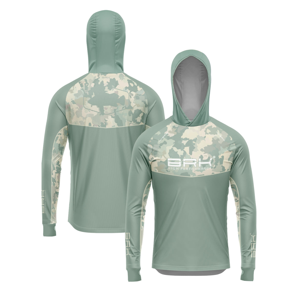 Camisa de Pesca Brk com Capuz Hybrid Camu Selva com Proteção Solar UV50+ - Brk Fishing