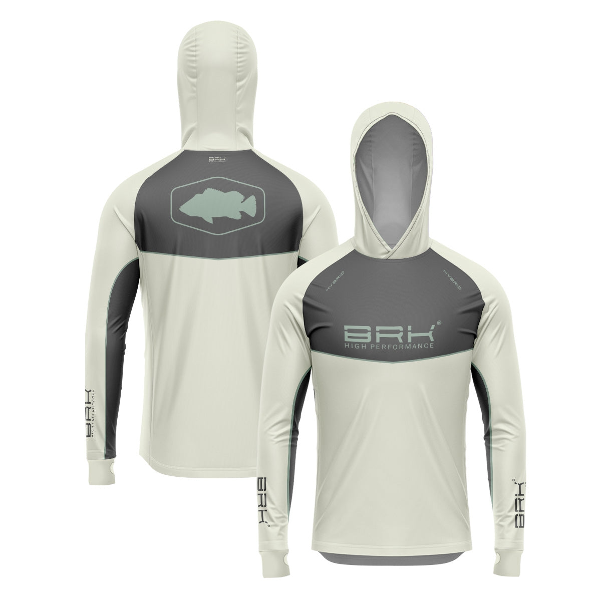 Camisa de Pesca Brk com Capuz Hybrid Cinza Bege com Proteção Solar UV50+ - Brk Fishing