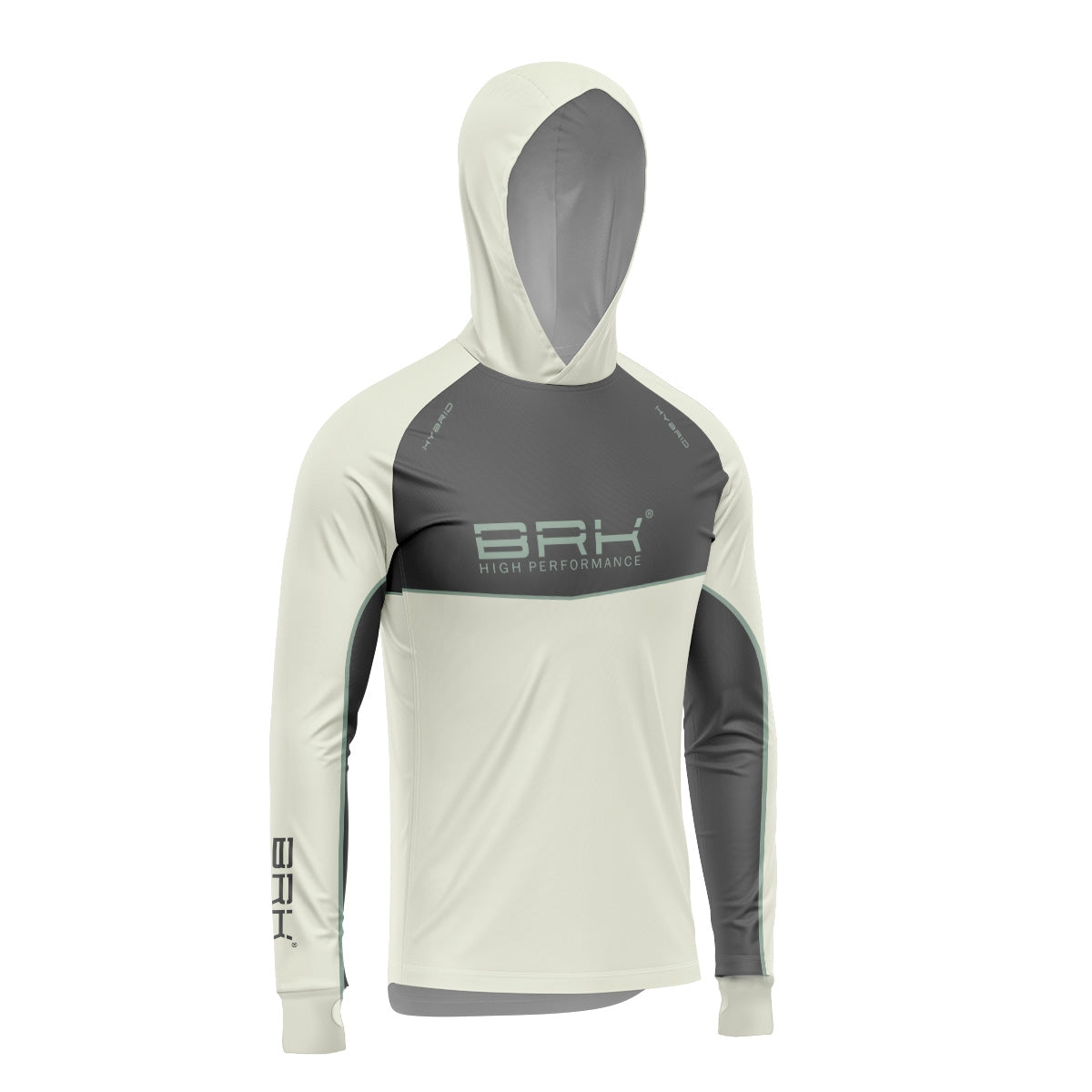 Camisa de Pesca Brk com Capuz Hybrid Cinza Bege com Proteção Solar UV50+ - Brk Fishing