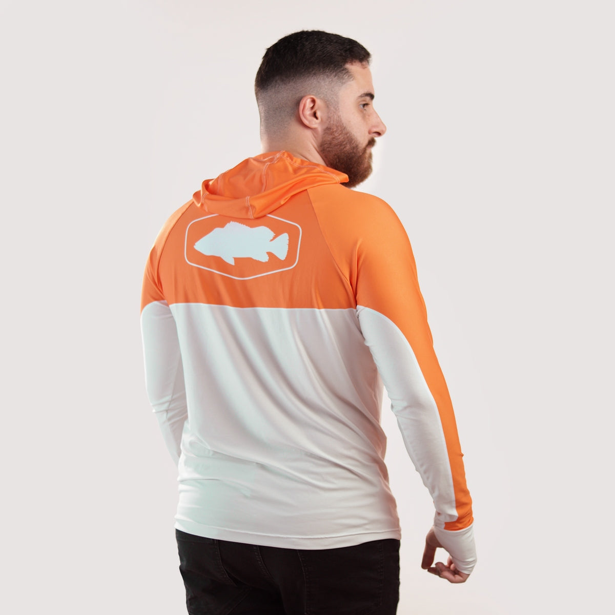 Camisa de Pesca Brk com Capuz Hybrid Laranja com Proteção Solar UV50+ - Brk Fishing