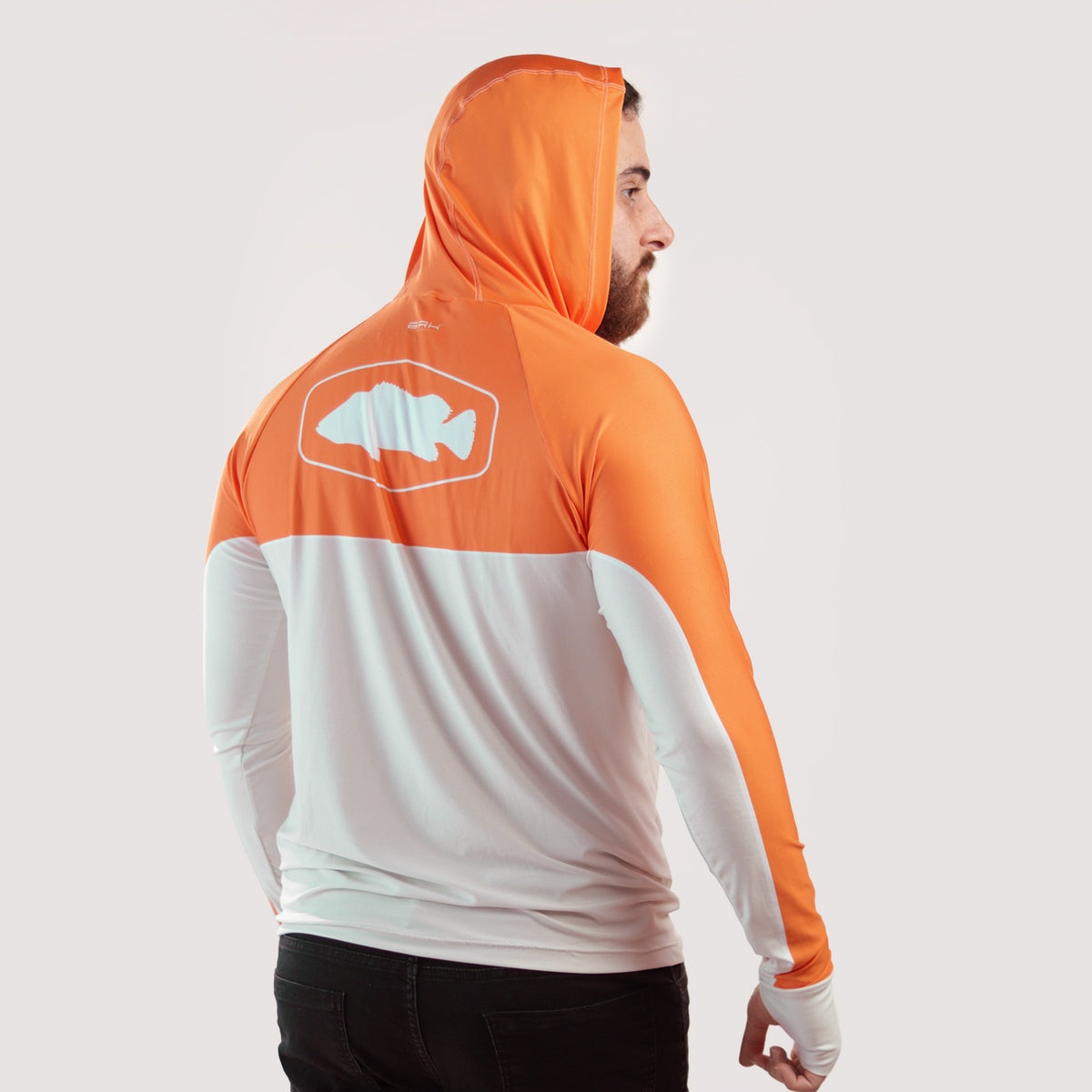 Camisa de Pesca Brk com Capuz Hybrid Laranja com Proteção Solar UV50+ - Brk Fishing