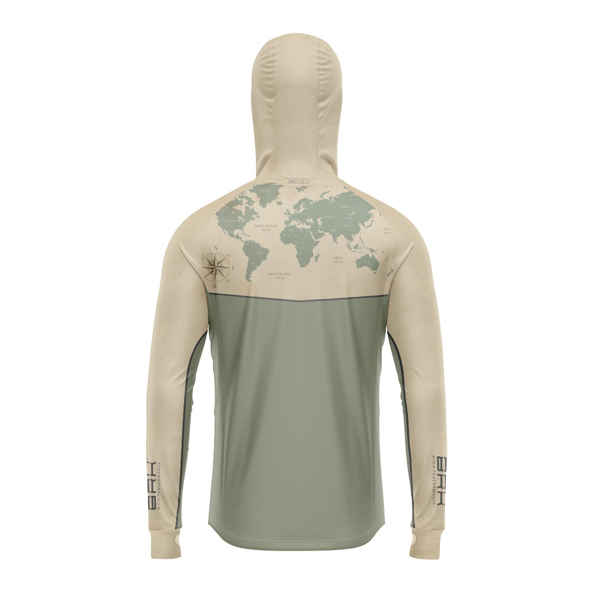 Camisa de Pesca Brk com Capuz Hybrid Luva Maps com Proteção Solar UV50+ - Brk Fishing