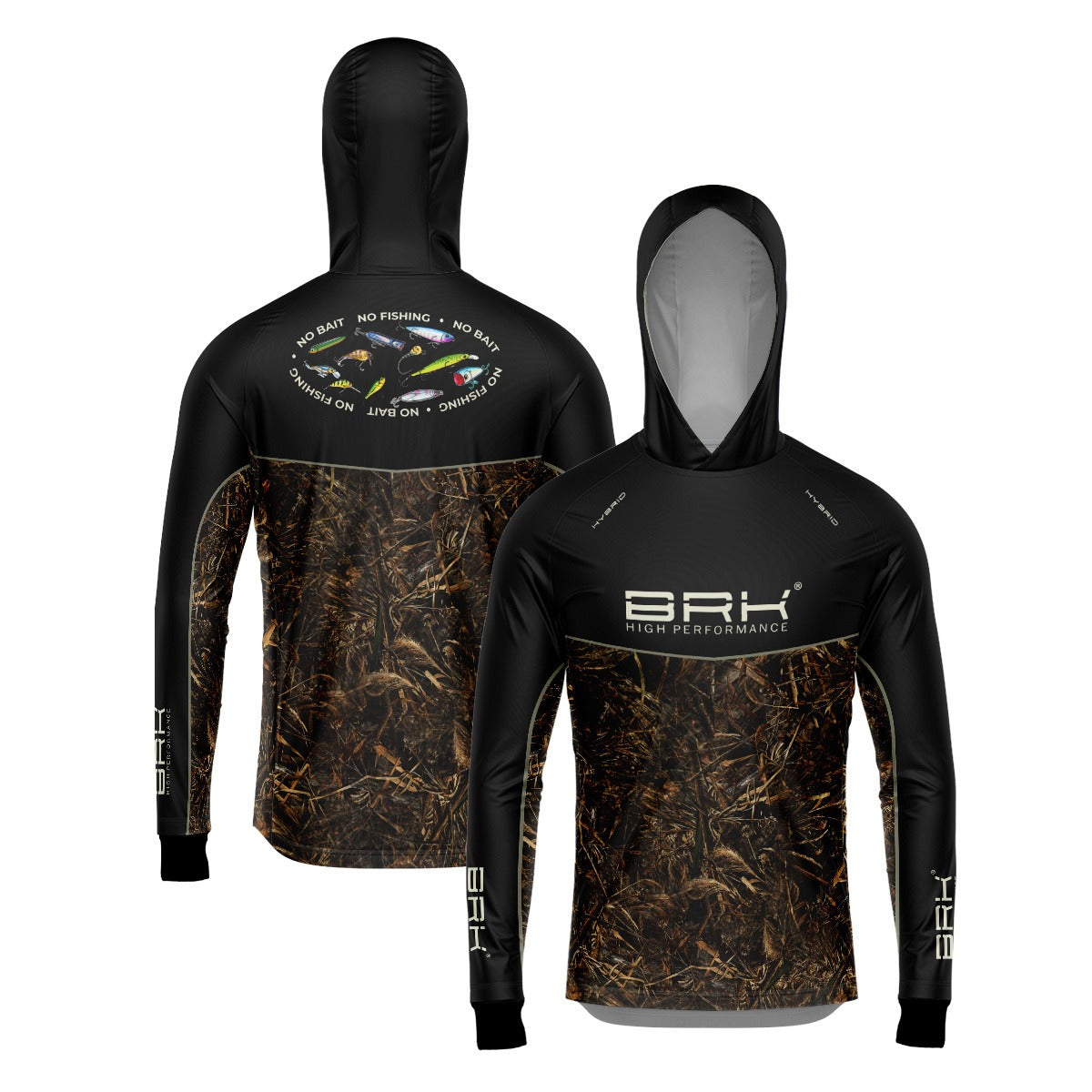 Camisa de Pesca Brk com Capuz Hybrid No Bait No Fishing com Proteção Solar UV50+ - Brk Fishing