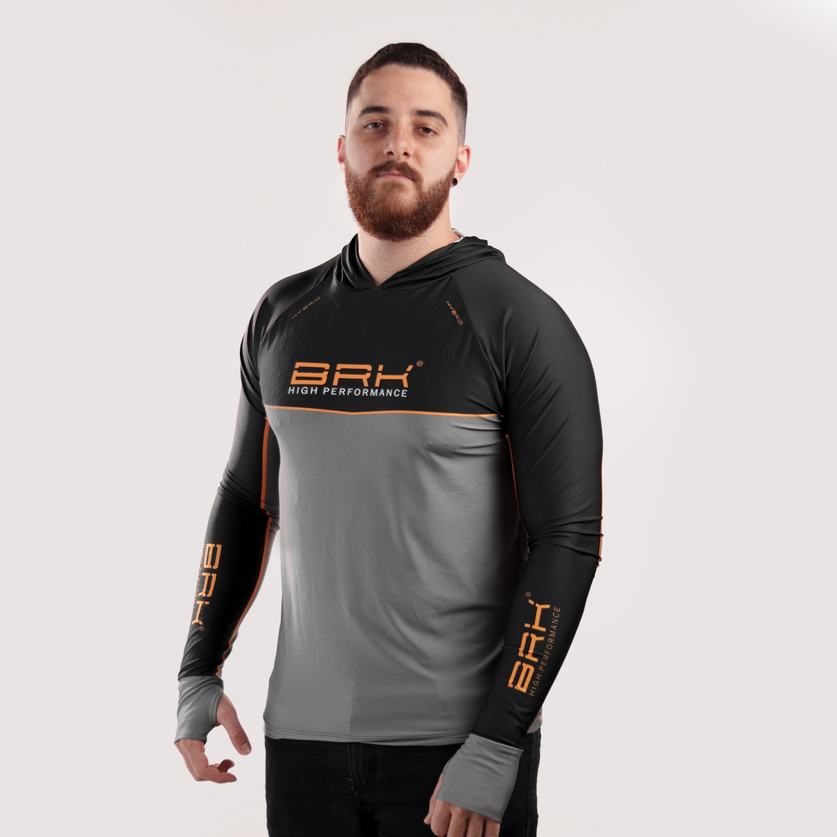 Camisa de Pesca Brk com Capuz Hybrid Real Preto Black Fishing com Proteção Solar UV50+ - Brk Fishing