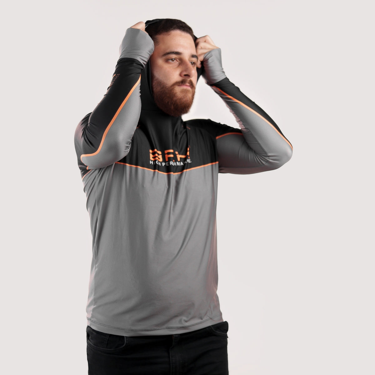 Camisa de Pesca Brk com Capuz Hybrid Real Preto Black Fishing com Proteção Solar UV50+ - Brk Fishing