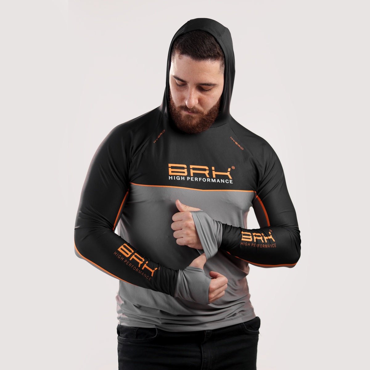 Camisa de Pesca Brk com Capuz Hybrid Real Preto Black Fishing com Proteção Solar UV50+ - Brk Fishing