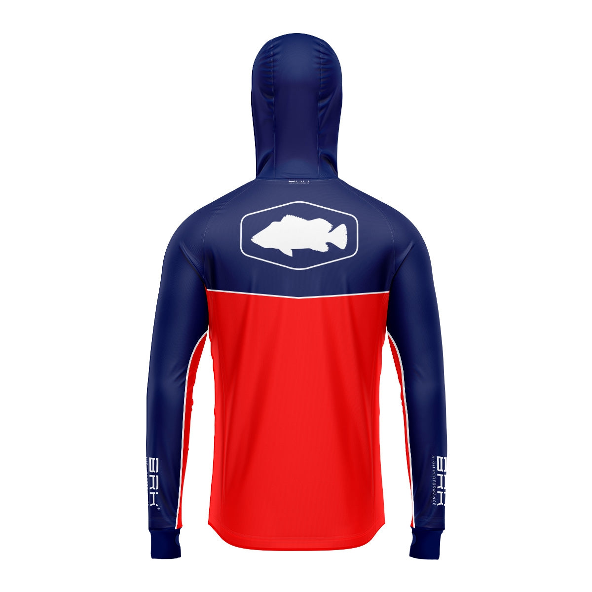 Camisa de Pesca Brk com Capuz Hybrid Red Blue Fishin com Proteção Solar UV50+ - Brk Fishing