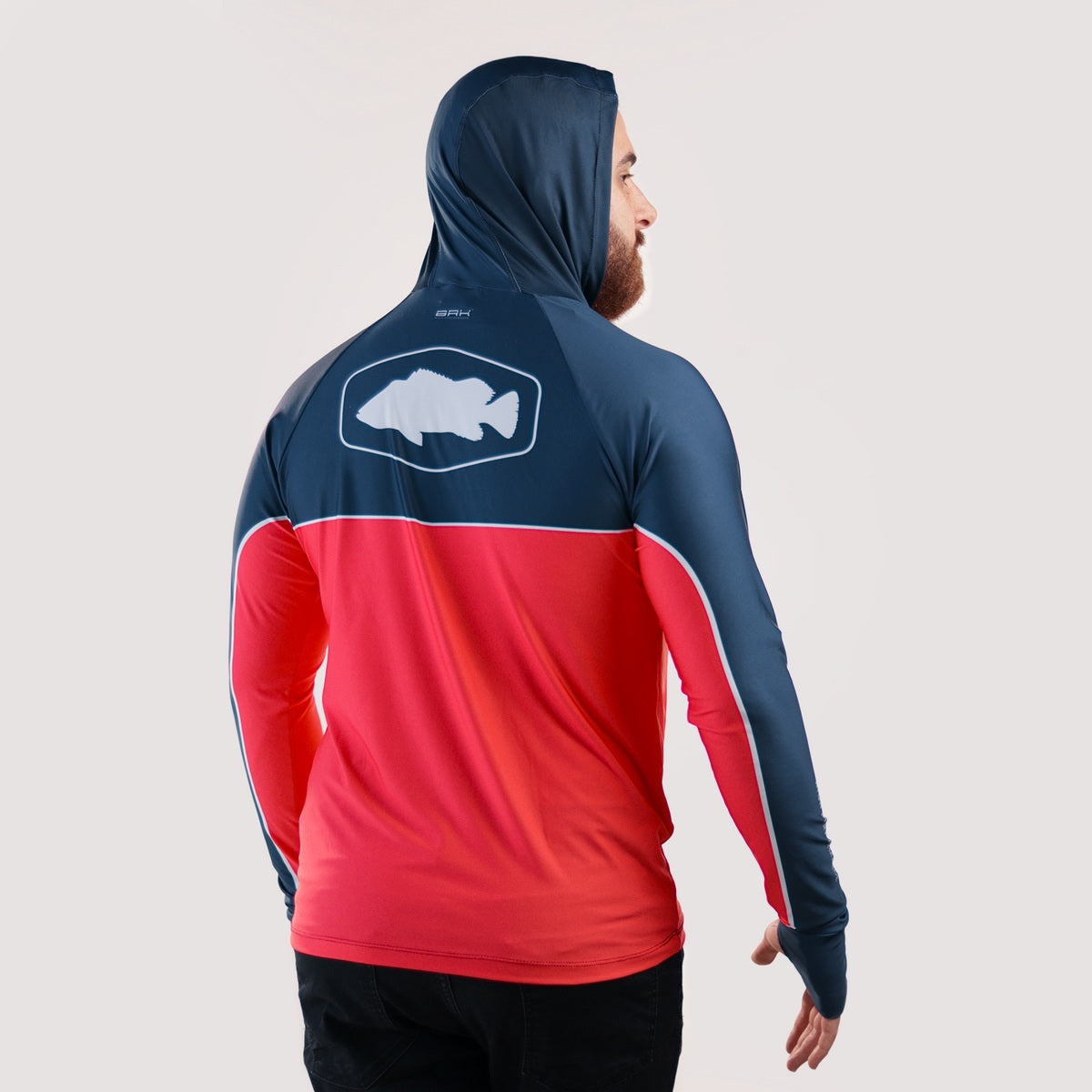 Camisa de Pesca Brk com Capuz Hybrid Red Blue Fishin com Proteção Solar UV50+ - Brk Fishing