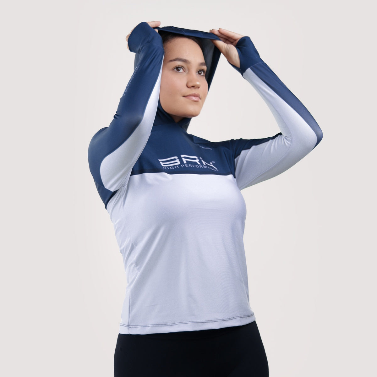 Camisa de Pesca Feminina Brk com Capuz Hybrid Blue Fishing com Proteção Solar UV50+ - Brk Fishing