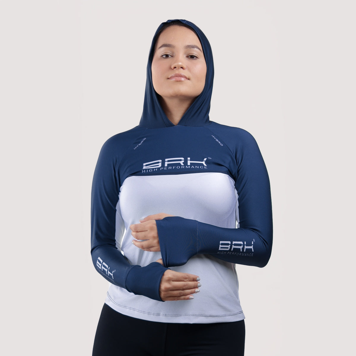 Camisa de Pesca Feminina Brk com Capuz Hybrid Blue Fishing com Proteção Solar UV50+ - Brk Fishing