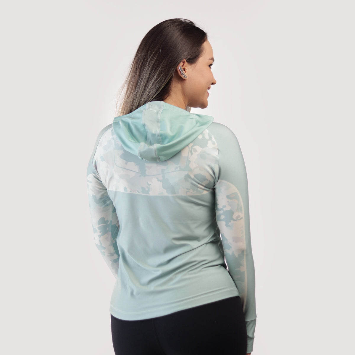 Camisa de Pesca Feminina Brk com Capuz Hybrid Camu Selva com Proteção Solar UV50+ - Brk Fishing