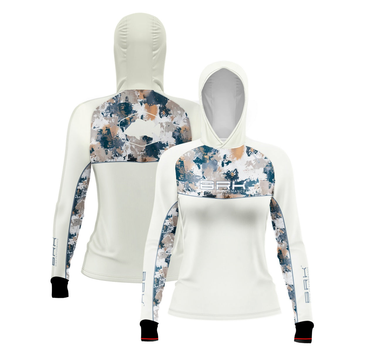 Camisa de Pesca Feminina Brk com Capuz Hybrid Camuflagem Fishing com Proteção Solar UV50+ - Brk Fishing