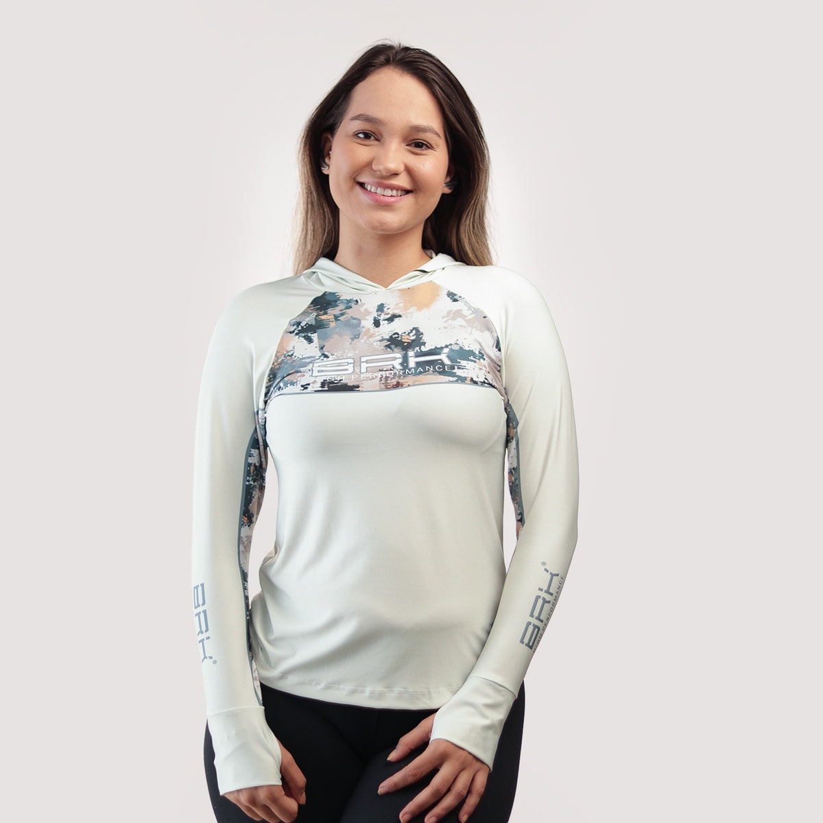 Camisa de Pesca Feminina Brk com Capuz Hybrid Camuflagem Fishing com Proteção Solar UV50+ - Brk Fishing