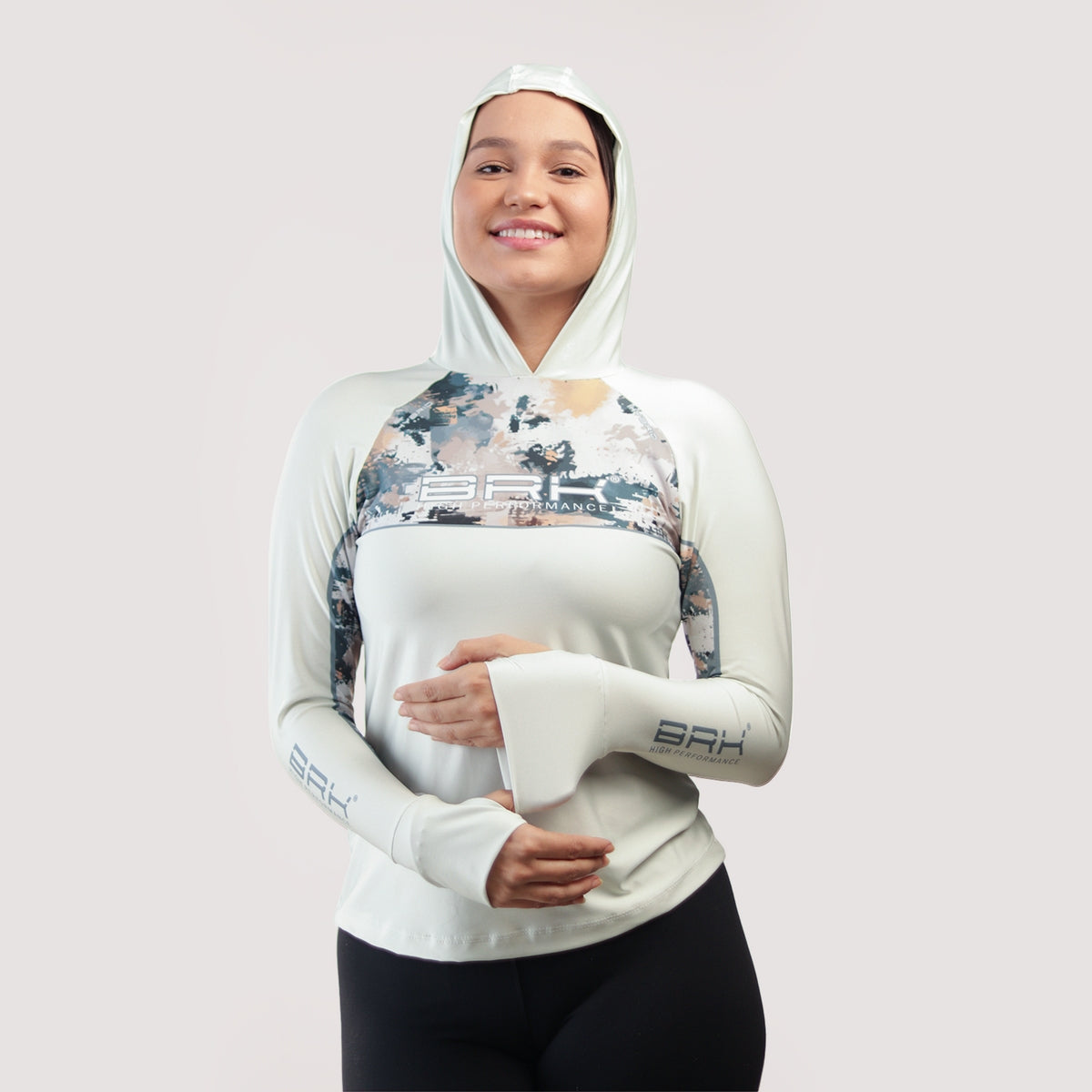 Camisa de Pesca Feminina Brk com Capuz Hybrid Camuflagem Fishing com Proteção Solar UV50+ - Brk Fishing