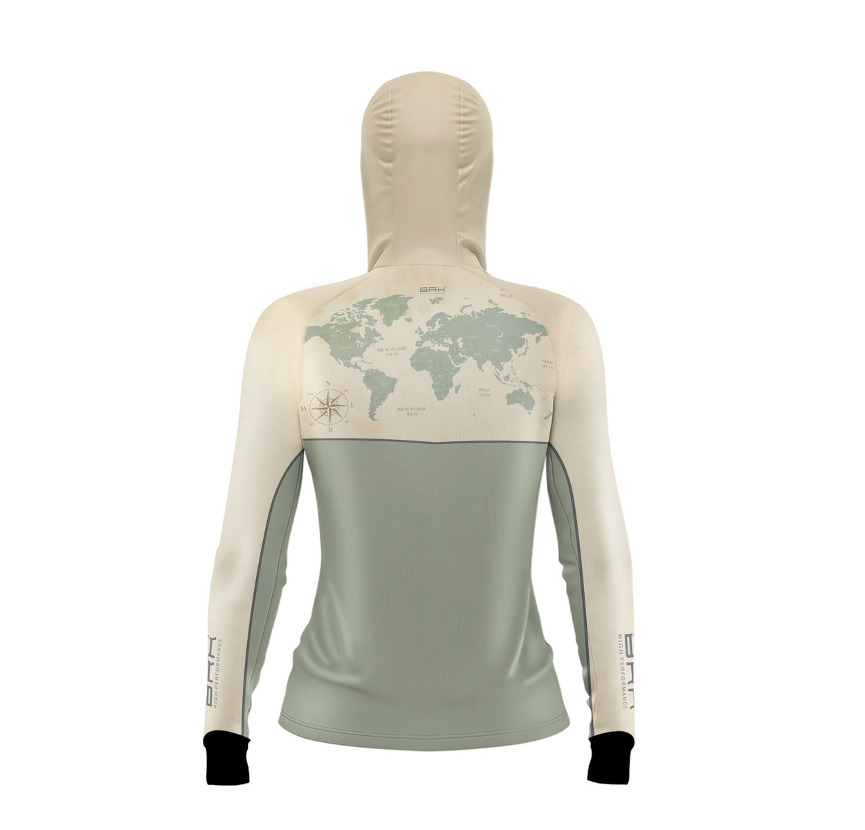 Camisa de Pesca Feminina Brk com Capuz Hybrid Luva Maps com Proteção Solar UV50+ - Brk Fishing