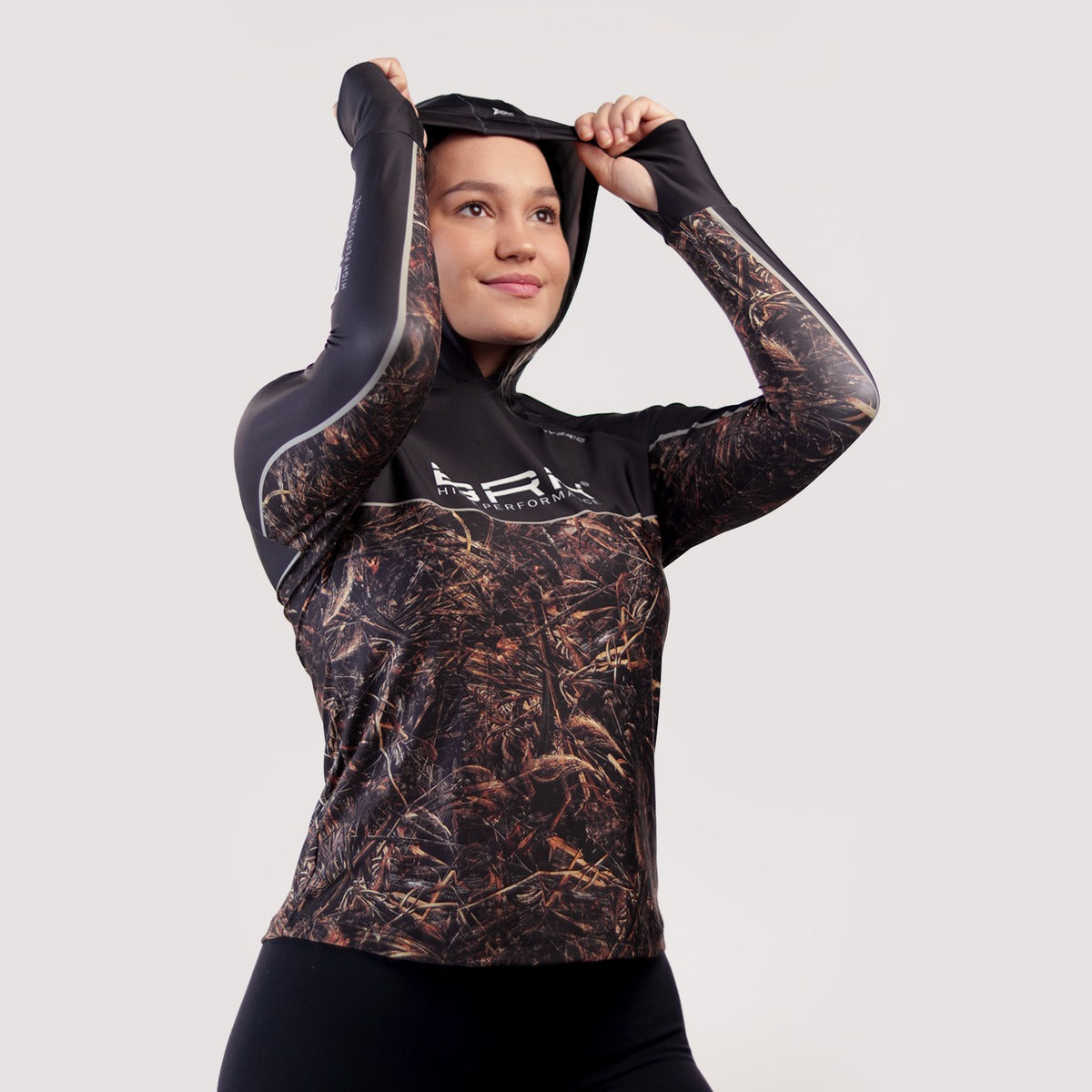 Camisa de Pesca Feminina Brk com Capuz Hybrid No Bait No Fishing com Proteção Solar UV50+ - Brk Fishing