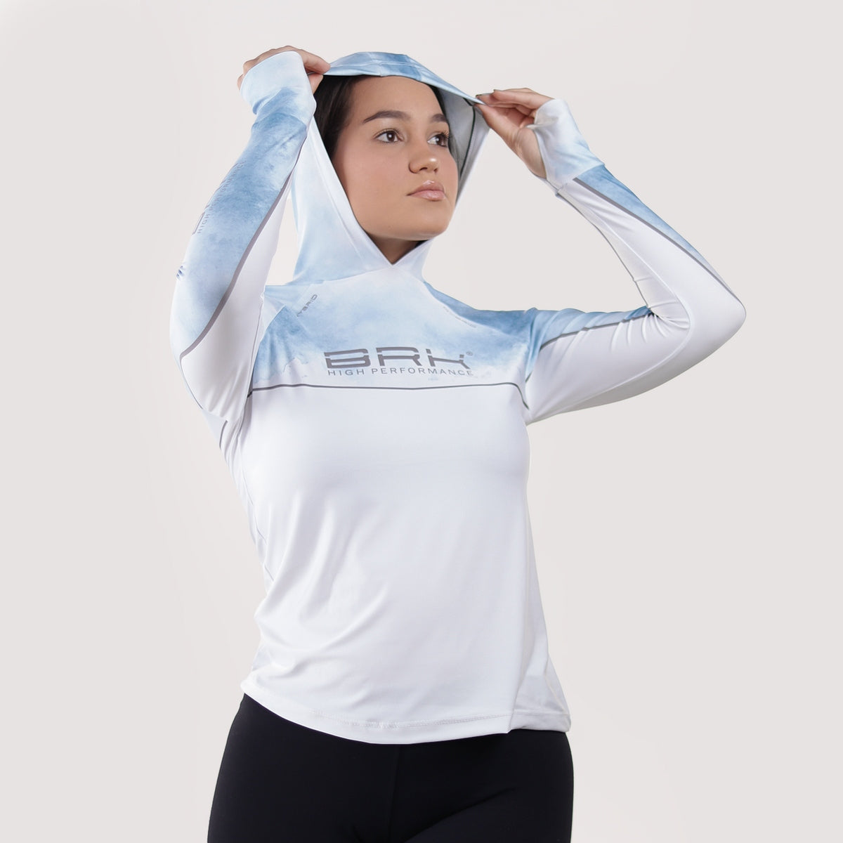 Camisa de Pesca Feminina Brk com Capuz Hybrid Snow com Proteção Solar UV50+ - Brk Fishing