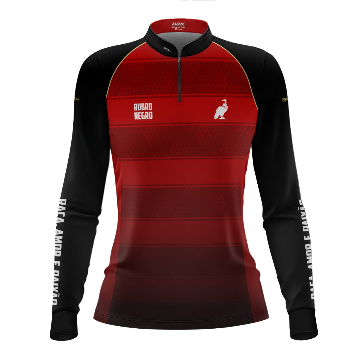 Camisa Feminina Brk Rubro Negro Listras Vermelhas com Proteção UV50 - Brk Fishing