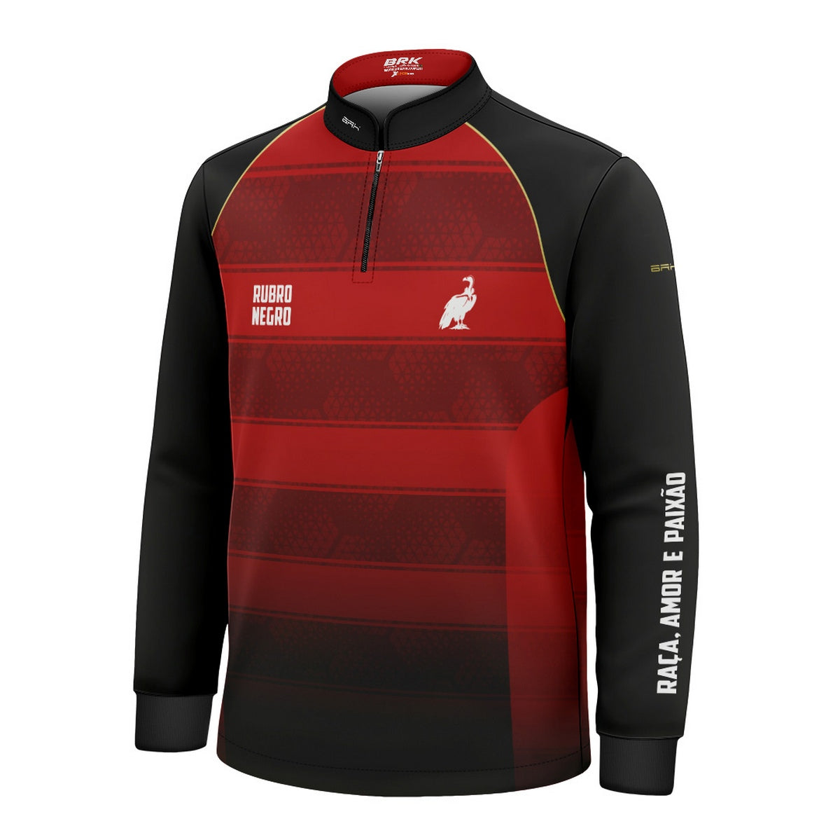 Camisa Infantil Brk Rubro Negro Listras Vermelhas com Proteção UV50 - Brk Fishing