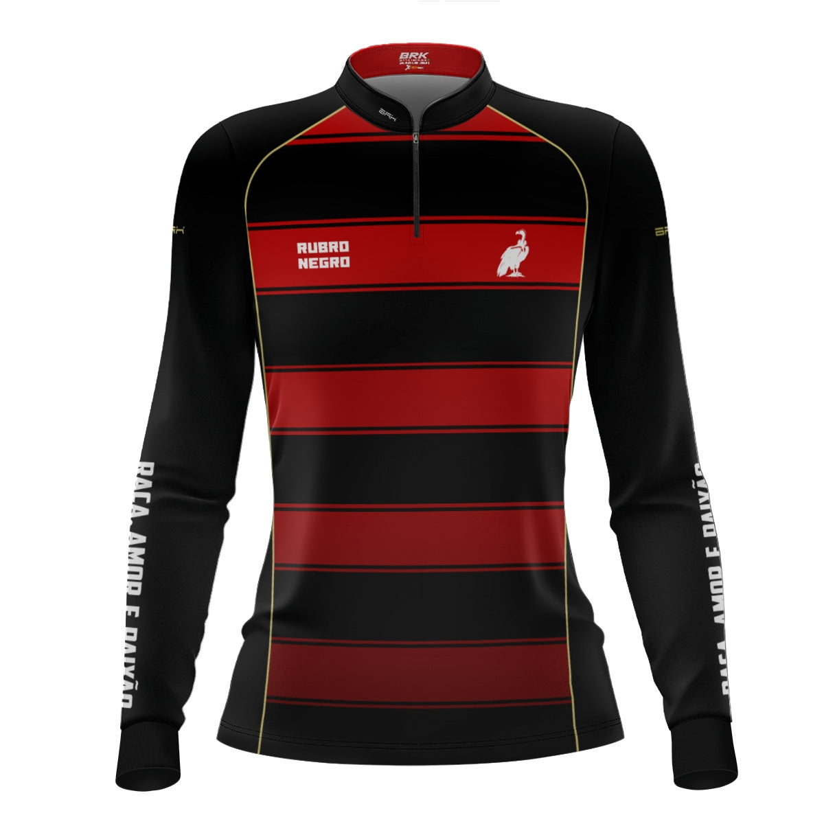 Camisa Feminina Brk Rubro Negro Vermelho e Preto com Proteção UV50 - Brk Fishing