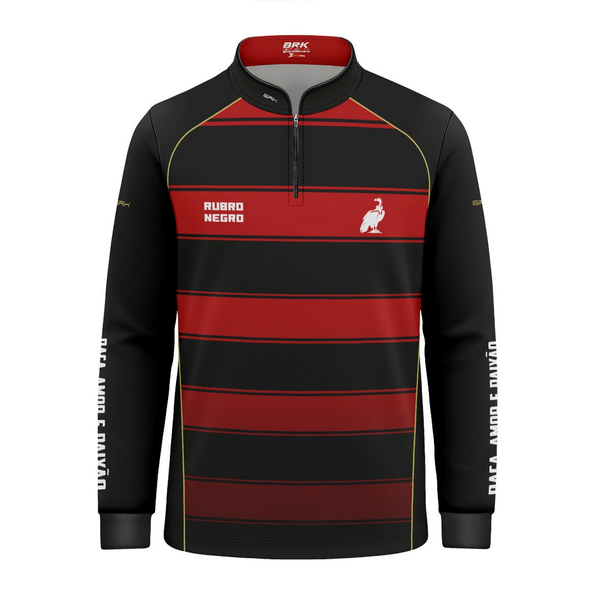 Camisa Infantil Brk Rubro Negro Vermelho e Preto com Proteção UV50 - Brk Fishing