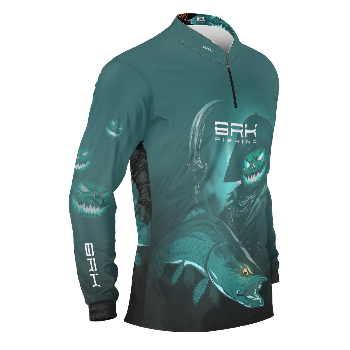 Camisa de Pesca Brk Azul Halloween Fantasma com Proteção UV50 - Brk Fishing