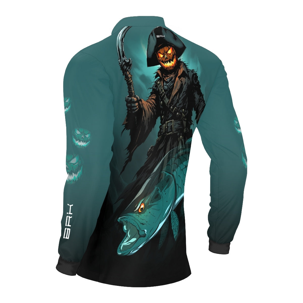 Camisa de Pesca Brk Azul Halloween Fantasma com Proteção UV50 - Brk Fishing