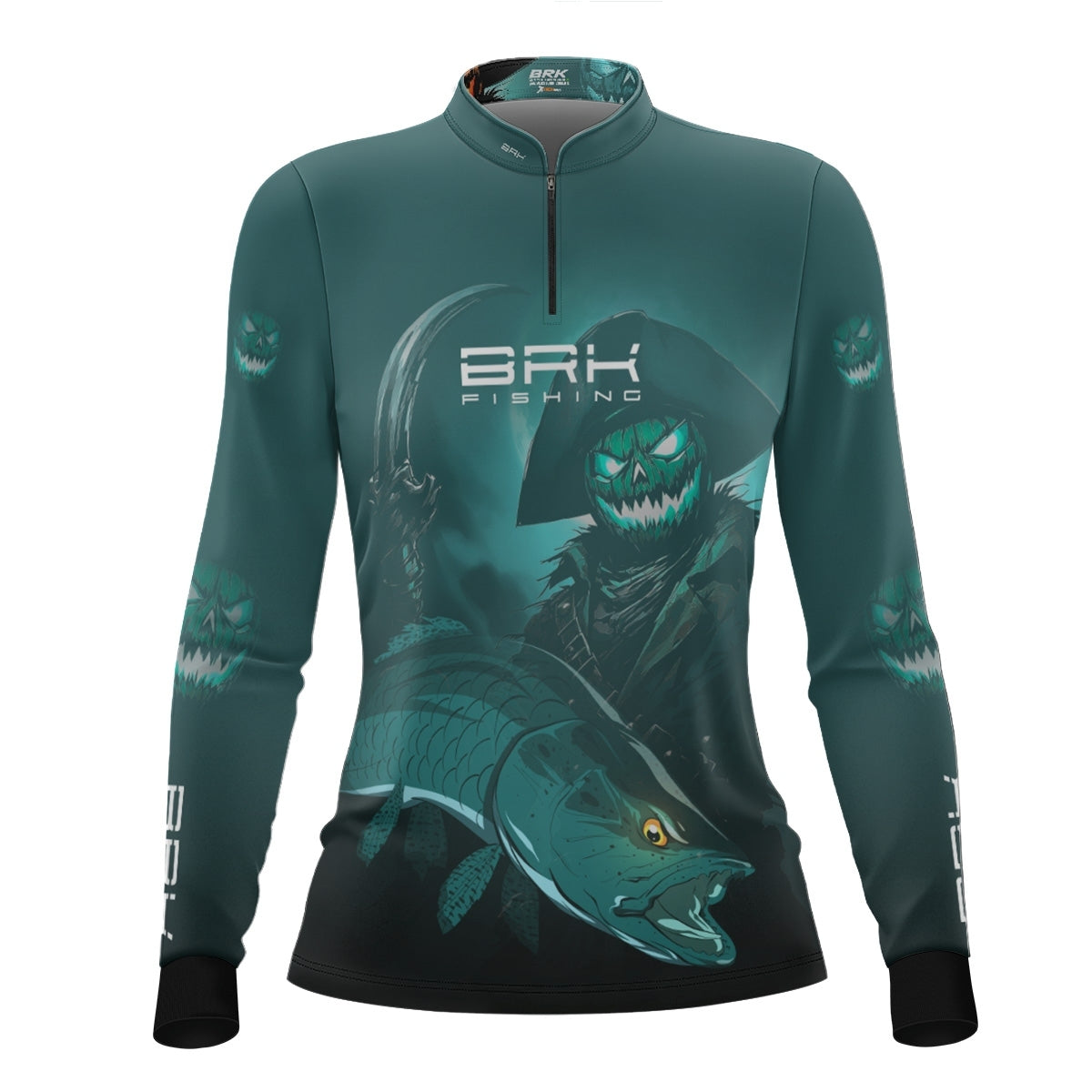 Camisa de Pesca Feminina Brk Azul Halloween Fantasma com Proteção UV50 - Brk Fishing