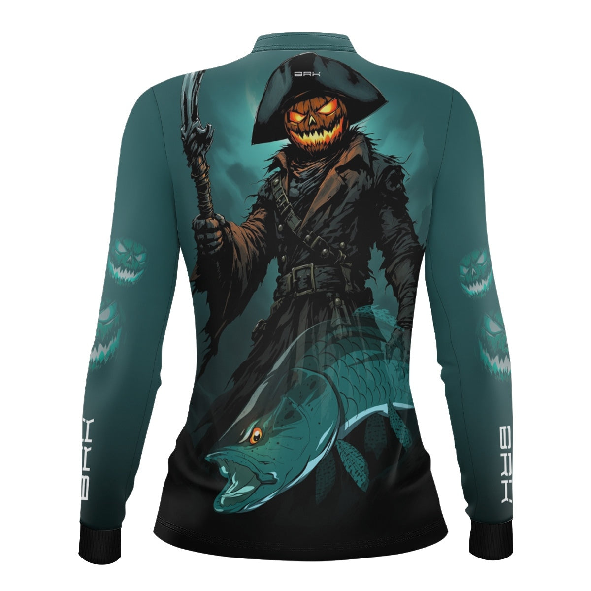 Camisa de Pesca Feminina Brk Azul Halloween Fantasma com Proteção UV50 - Brk Fishing